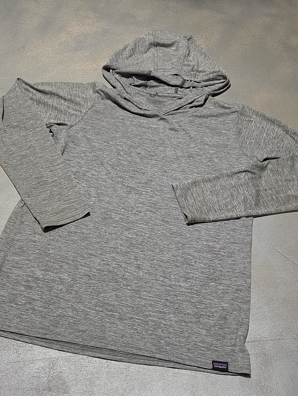 Patagonia Heather Gray Long Sleeve Hooded Tee